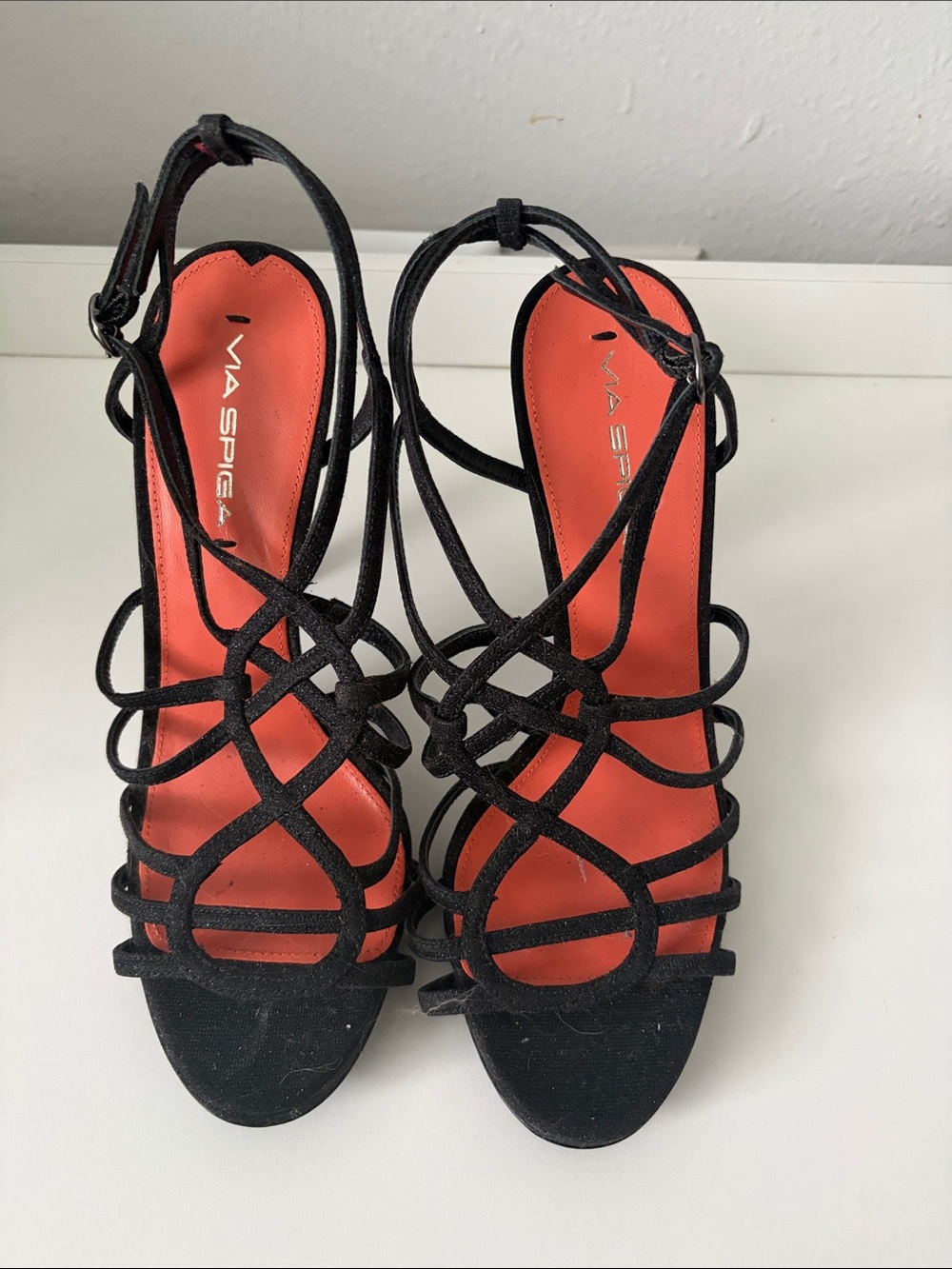 Via Spiga Promise Black Strappy Heels